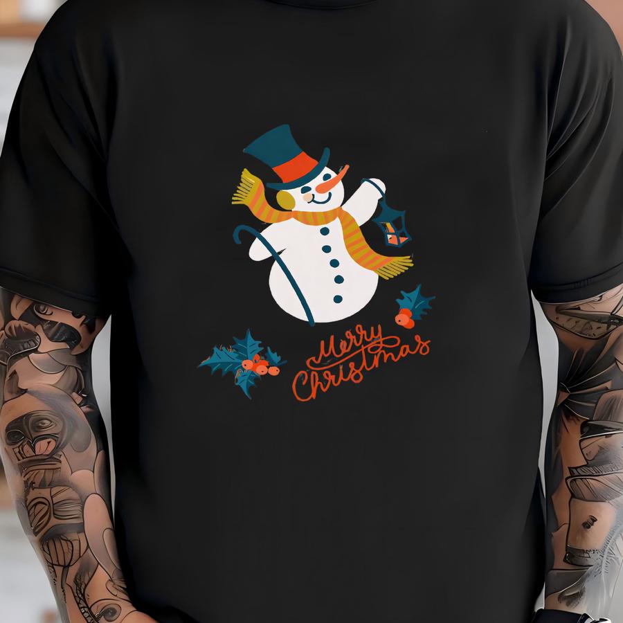Retro Christmas Shirt Tees Vintage Style Christmas Shirt Snowman Shirts For Women Christmas Oversized Hoodie Holiday Tshirt T-shirt