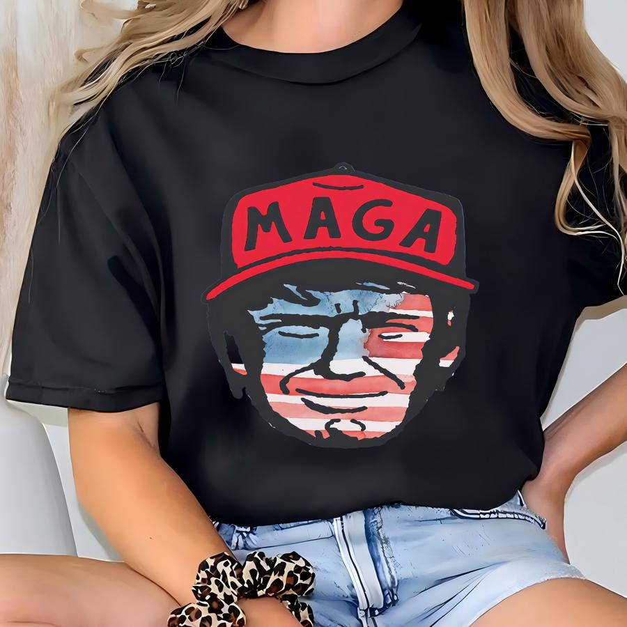 Cartoon Face Hoodie: American Flag Shirt T-shirt