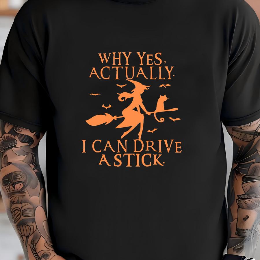 Funny Witch Driving Stick Halloween Sweatshirt Hoodie T-shirt