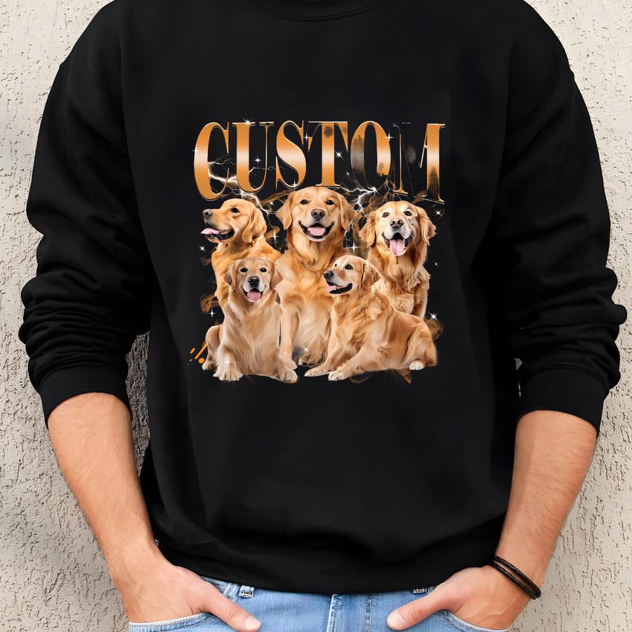 Custom Vintage Bootleg Pet Photo Shirt, Custom Dog Bootleg Gift, Personalized Dog Bootleg Top, Pet Dog Cat Shirt 90's Rap Tee Sweatshirt