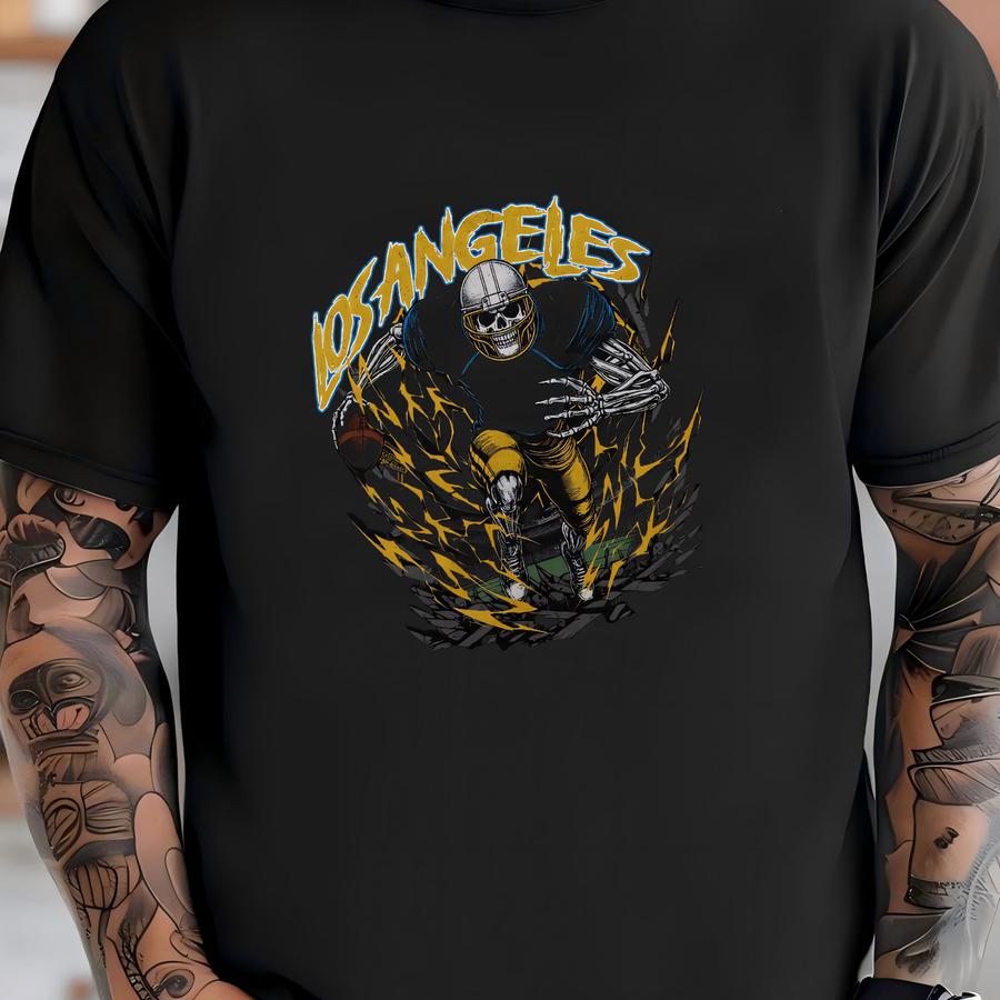 Los Angeles Football Shirt - Graphic Tees - Skeleton Shirt - Merch Tee - Gift Shirt - Bootleg Shirt - Vintage - Skeleton Shirt - Chargers T-shirt