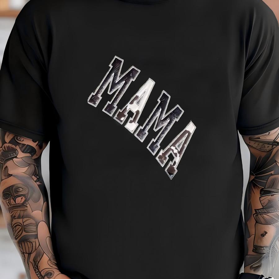 Tooled Leather/cow Print Bow Side Slit Mama Sweatshirt, Mama, Mom, Mother's Day, Christmas Gift, Western, Boho, Birthday Gift, Girl Gift T-shirt