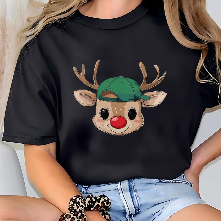 Personalized Boy Reindeer With Green Hat Shirt: Christmas Baby S® Brand - Bl2518 T-shirt