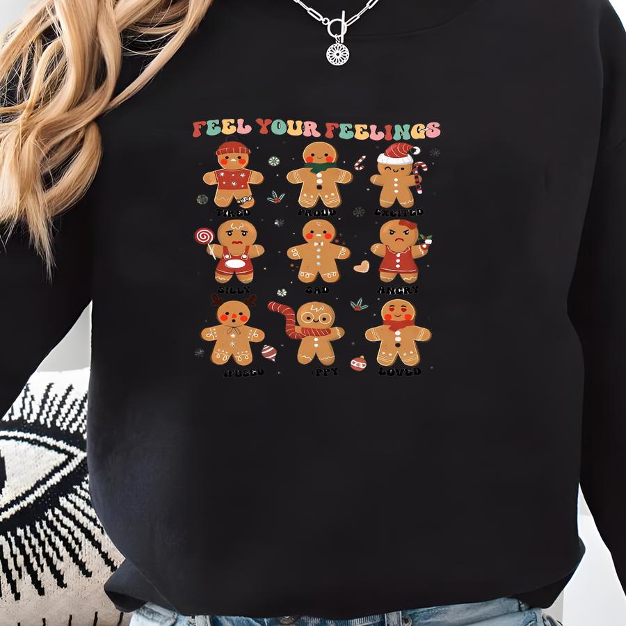 Feel Your Feelings Shirt, Christmas Gingerbread Shirt, Ot Christmas Gift, Christmas Mental Health Shirt, School Psychologist, Xmas Counselor Sweatshirt