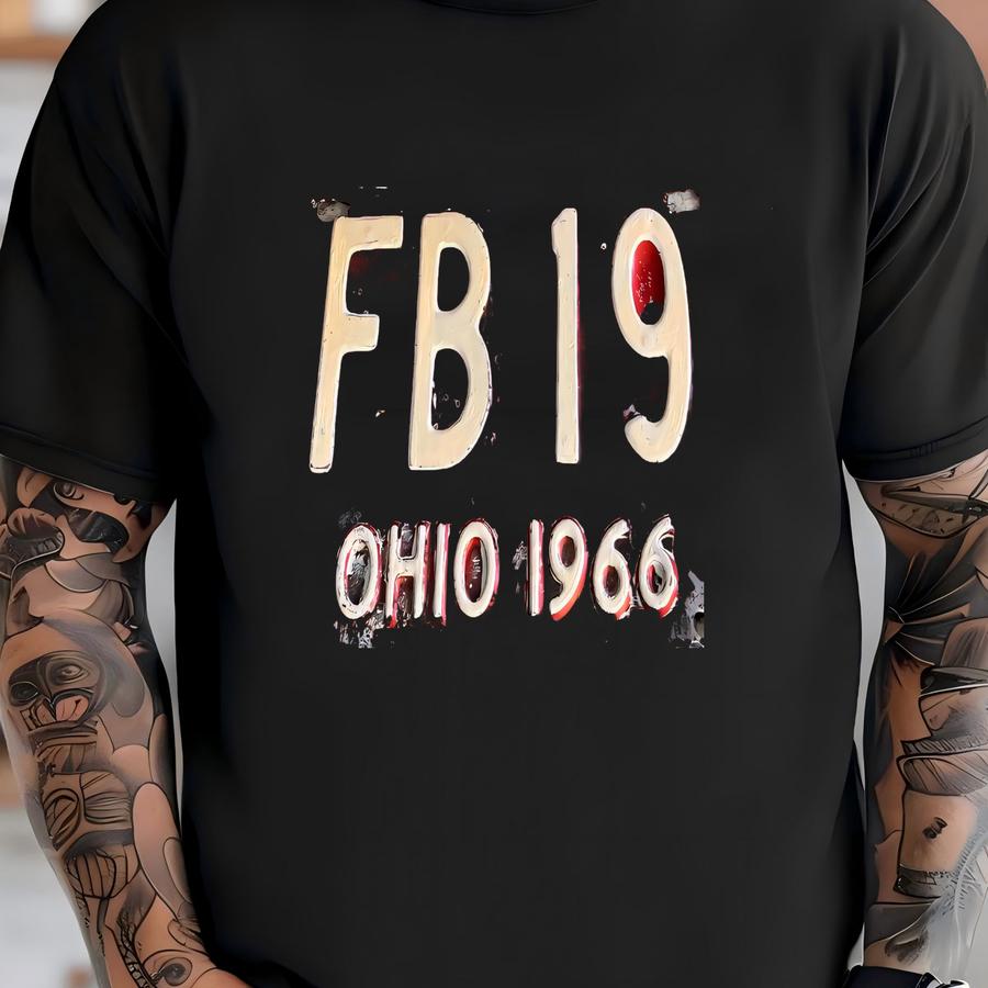 Vintage 1966 Ohio License Plate Fb 19 Quality Embossed Steel T-shirt