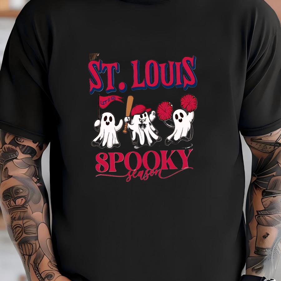 St. Louis Baseball Cute Spooky Season Ghost Funny Vintage Sweatshirt, Lets Go St. Louis Baseball Team Hoodie, Baseball Mom Shirt, For Her T-shirt