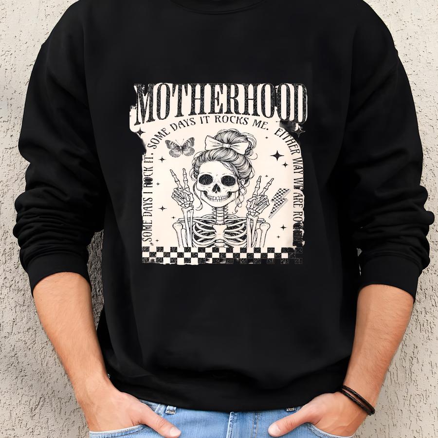 ® Motherhood Shirt, Some Days I Rock It, Rocker Mama, Cute Skeleton Tee, Rocker Mom Shirts, Rockin Shirts, Motherhood Shirts Sweatshirt