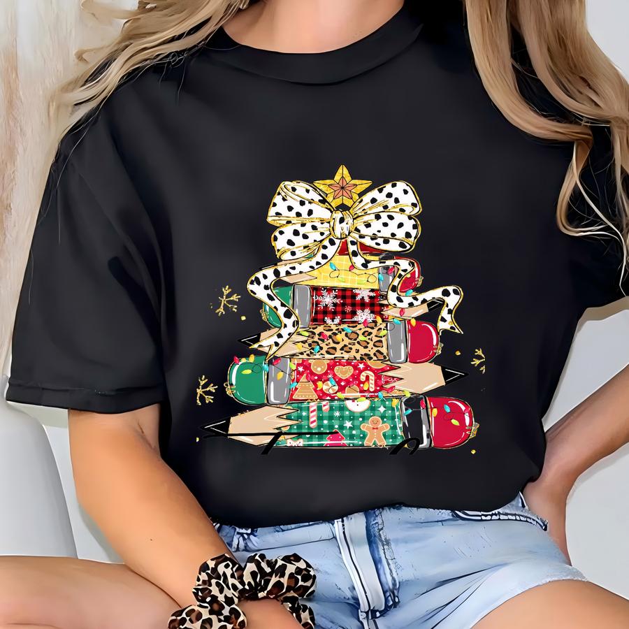 Christmas Tree Pencil, School Work Group, Custom Team Group Staff Design. Work Team Member Design Company Group Shirt. School Staff, Teacher T-shirt