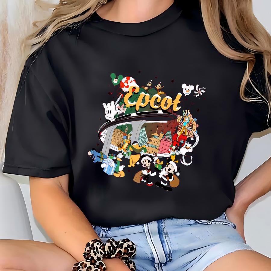 And Friends Epcot Christmas Shirt, 's Very Merry Christmas Party 2024, Joy To The World, Custom Epcot Xmas Family Shirts T-shirt