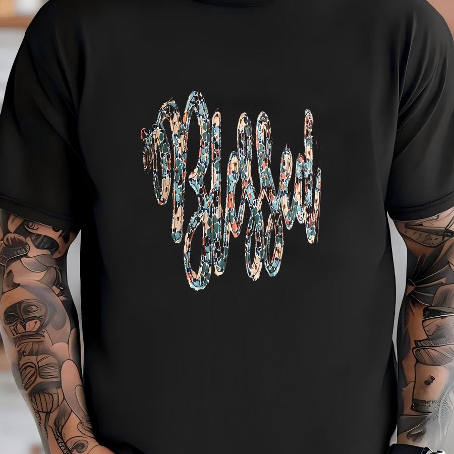 Swirly Ditsy Floral Applique Tee, Y, , Faith, Fall, Autumn, Thanksgiving, Women's Gift, Girl Gift, Birthday Gift T-shirt