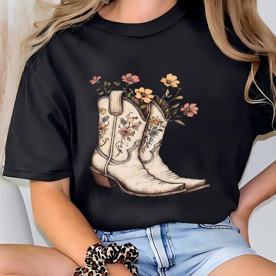 Western Shirt, Cowboy Boots Shirt, Western Graphic Tee, Cowgirl Tshirt, Horse Girl T Shirt, Ranch Girl Tee, Cowboy Graphic Shirt, Rodeo Tee T-shirt