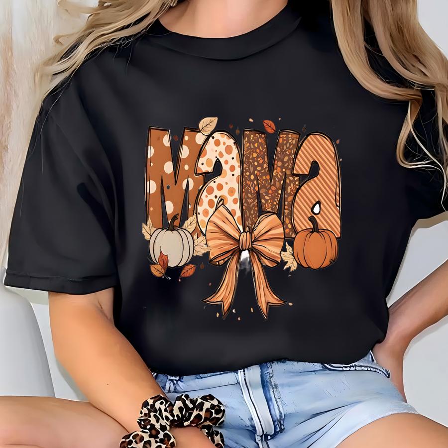 Thanksgiving Mama Sweatshirt: Leopard Print, Soft Cotton Blend T-shirt