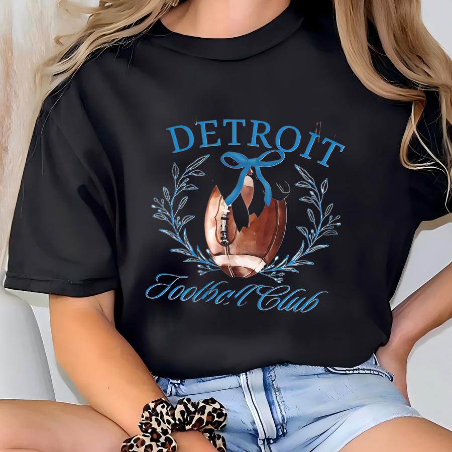Detroit Football Coquette Bow Hoodie, Detroit Football Tee, Detroit Football Shirt,detroit Sweater,sunday Football T-shirt