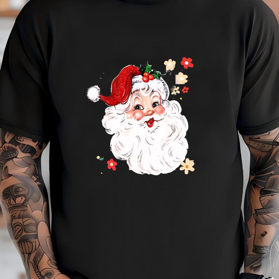 Checkered Santa Claus Sweatshirt: Vintage Christmas Family Group Sweater T-shirt