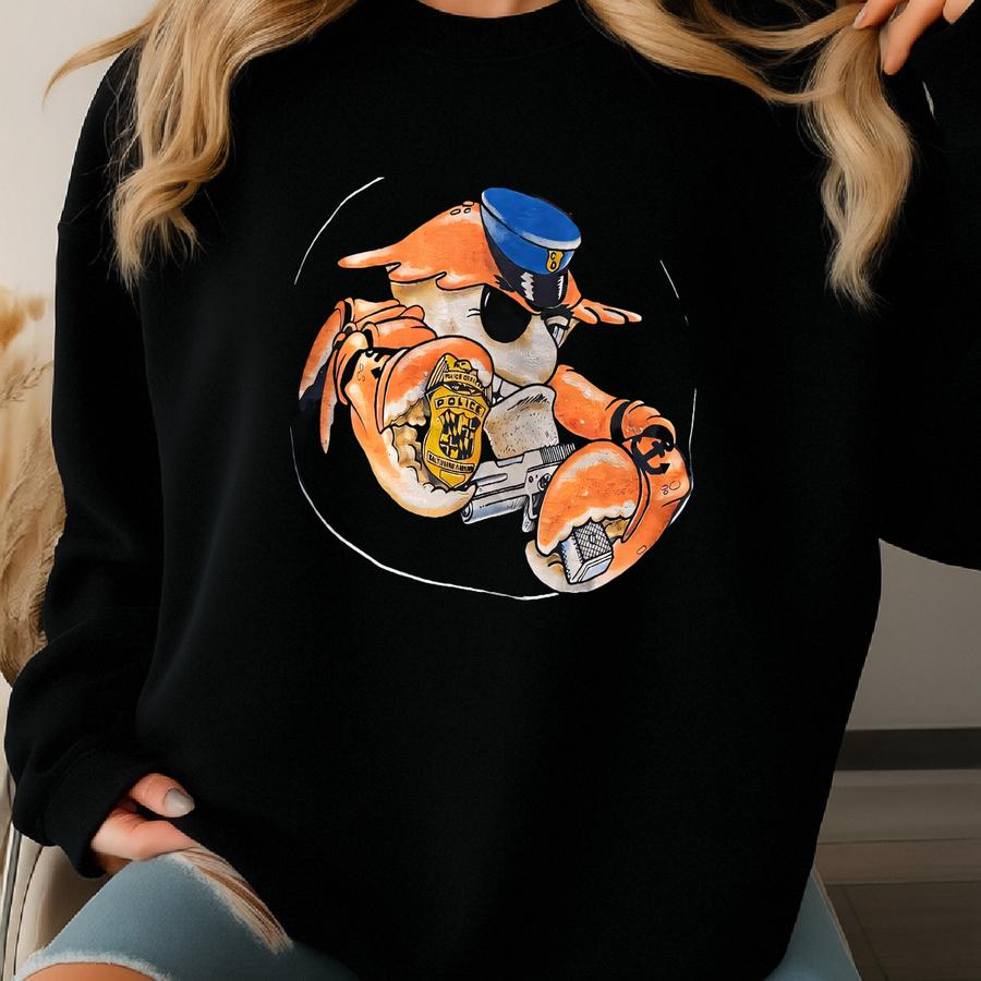 Vintage 90s Crabby Dicks Police, Cracking Cases Since 1969 Navy Blue T-shirt Size Xl Sweatshirt