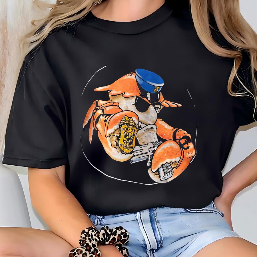 Vintage 90s Crabby Dicks Police, Cracking Cases Since 1969 Navy Blue Hoodie Size Xl T-shirt