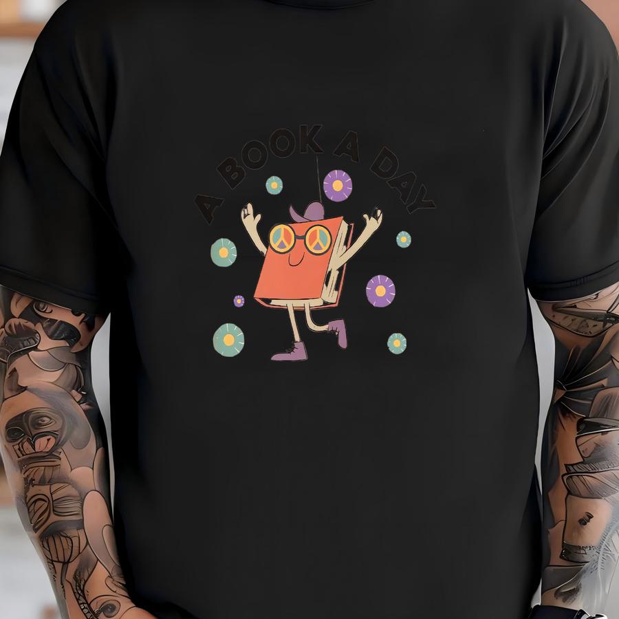 Book A Day Retro Shirt | Bookish Mental Health Shirt | Read More Book Lover Bookworm Booktok Romance Reader Book Addict Romantasy T-shirt