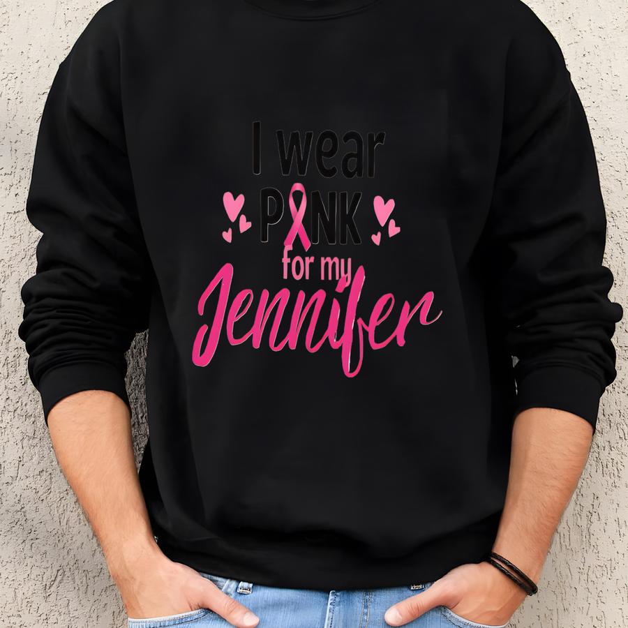 I Wear Pink For Breast Cancer Sweatshirt, Custom Breast Cancer Sweatshirt, Pink Ribbon Support Shirts, Cancer Awareness Sweatshirt Sweatshirt