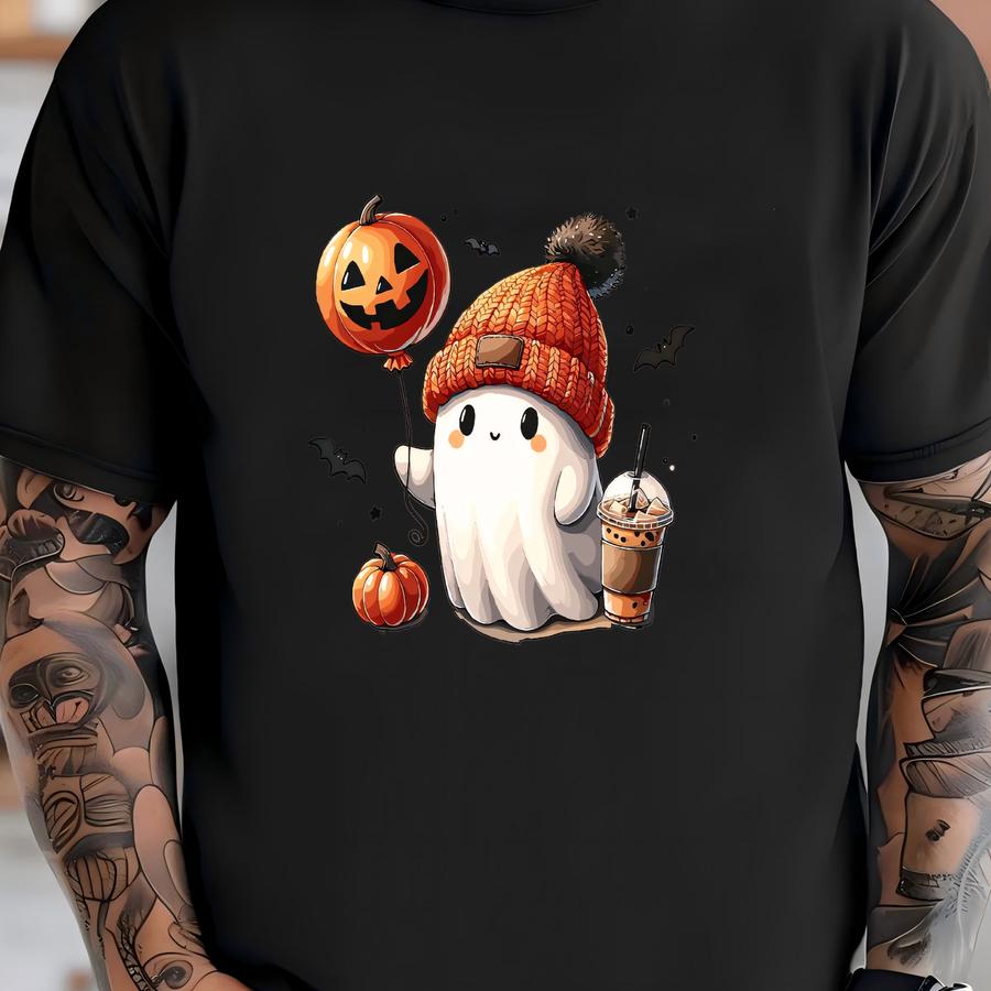 Halloween Ghost Sweatshirt, Halloween Party Gift Hoodie, Ghost Pumpkin Coffee Bats Sweater, Womens Halloween Hoodies, Cute Ghost Sweatshirts T-shirt