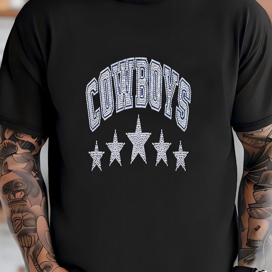 Rhinestone Vintage Cowboys Shirt, Cowboys Cowgirls Hoodie, Cowboys Western Tee, Women Rhinestone Shirt, Texas Hoodie, Bling Tee T-shirt