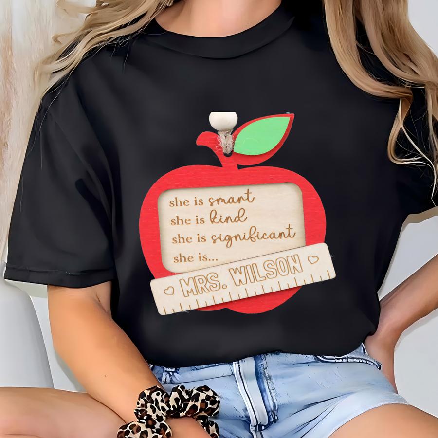 Personalized Apple Ornament For Teachers, Custom Wooden Apple Shape Christmas Ornament, Teacher Appreciation Gift, Handmade Christmas Decor T-shirt