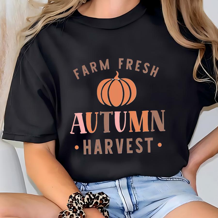 Farm Fresh Autumn Harvest Sweatshirt, Pumpkin Fall Crewneck T-shirt