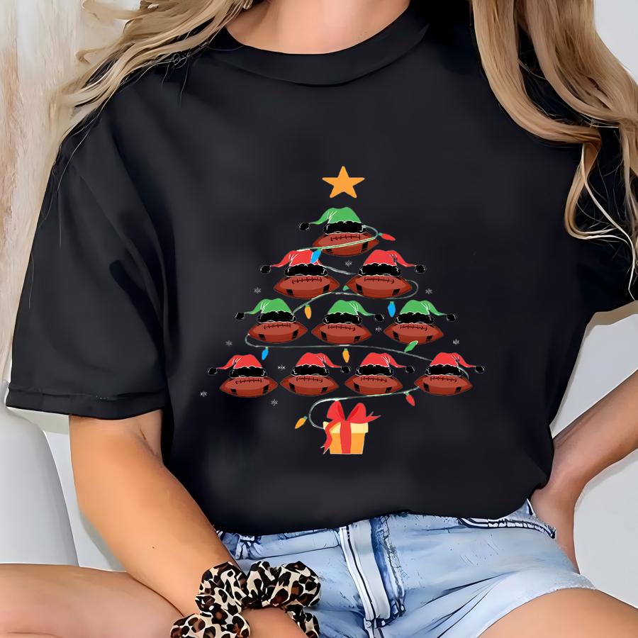 Christmas Football Tree Shirt: Festive Football Fan Tee T-shirt