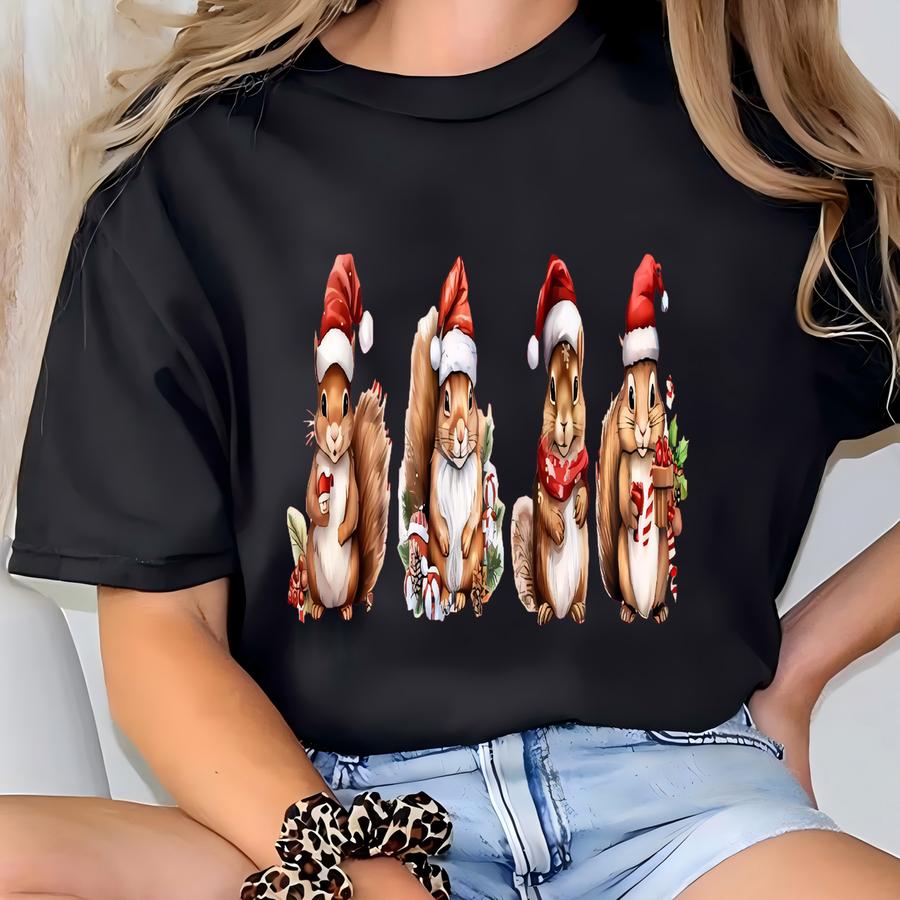 Funny Christmas Squirrel Sweatshirt: Holiday Animal Sweater T-shirt