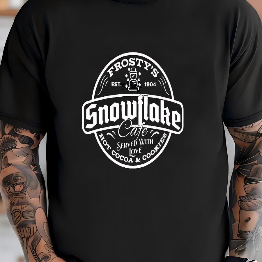 Frosty's Snowflake Cafe Shirt, Christmas Vibes Shirt, Christmas Sweatshirt, Holiday Apparel, Christmas Spirit Tee, Funny Christmas Women Tee T-shirt