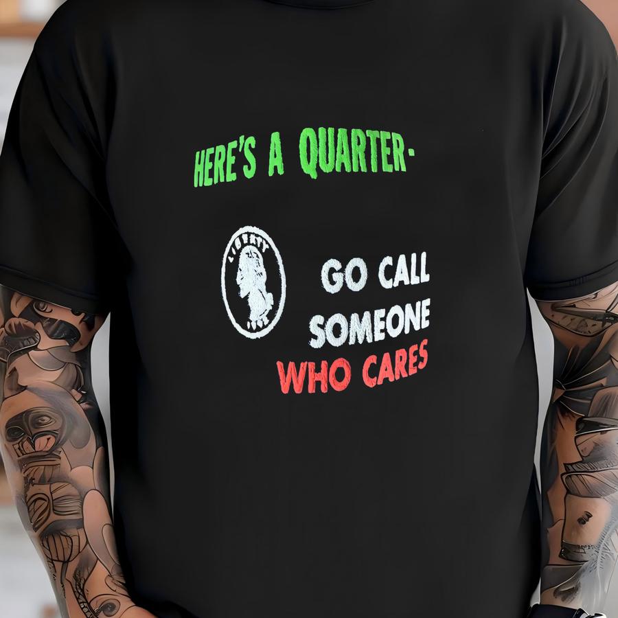 Vintage 80s Heres A Quarter Go Call Someone Who Cares Mesh Trucker Hat - Funny Grunge Sarcastic T-shirt