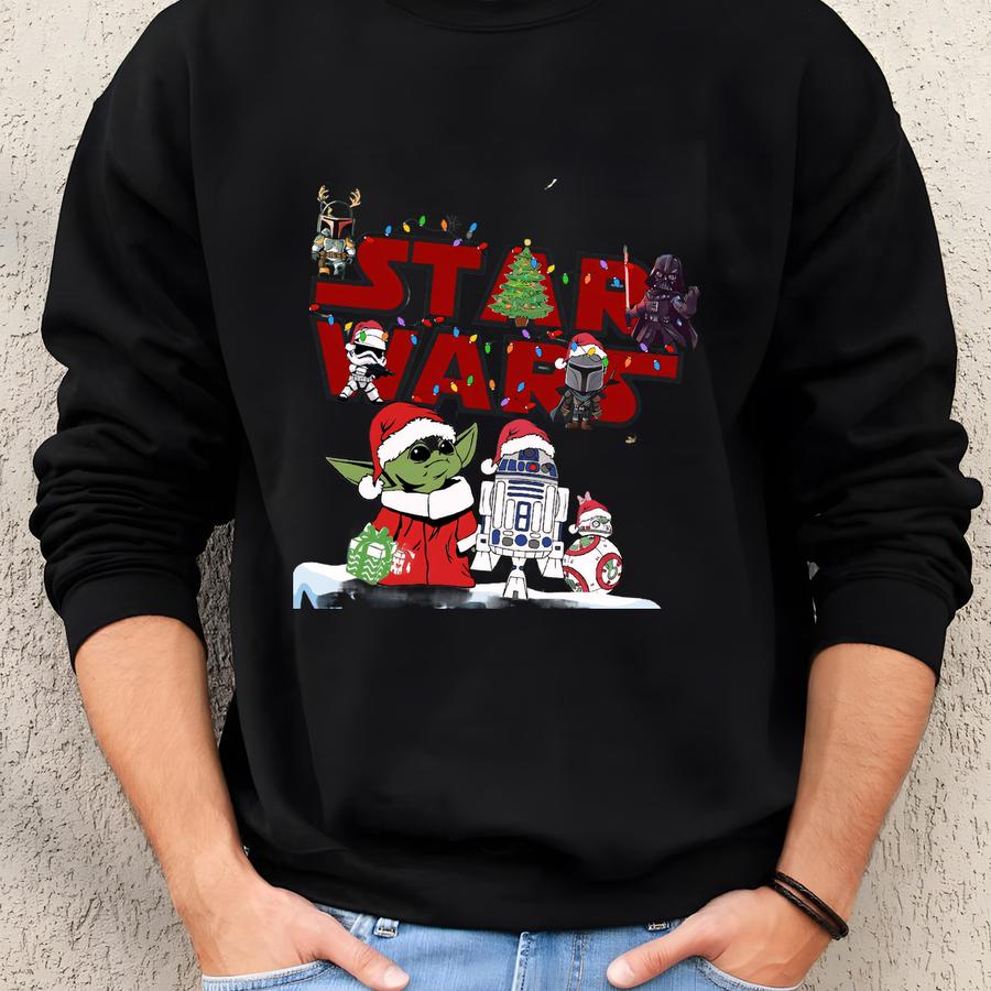 Star Wars Family Christmas Matching Shirts, Santa Darth Vader Xmas Tee, Galaxy's Edge Christmas Holiday 2024 Gift Shirt Sweatshirt