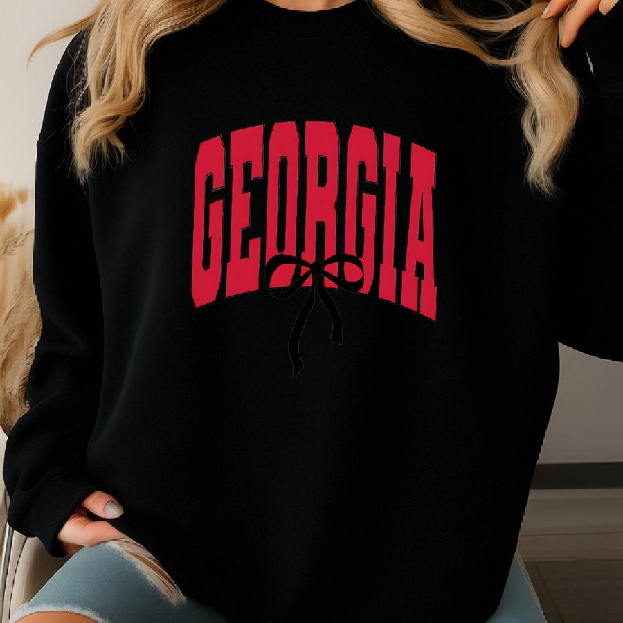 Georgia Bow Comfort Color Tank/tee Or Sweatshirt Sweatshirt