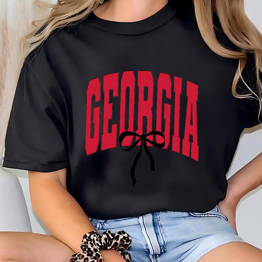 Georgia Bow Comfort Color Tank/tee Or Sweatshirt T-shirt
