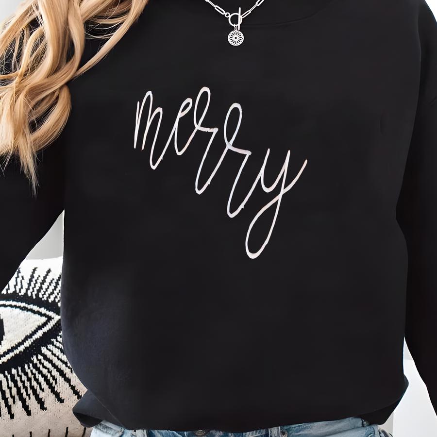 Long Sve  Merry Shirt - Christmas Tee - Cute Shirt For Women - Christmas T Shirt Sweatshirt