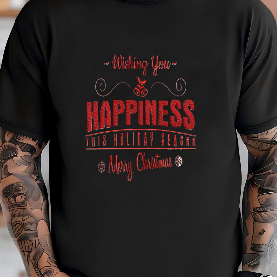 Wishing You Happiness Christmas Y Design, Merry Christmas Machine Y Pattern, Holiday Quote Y File T-shirt