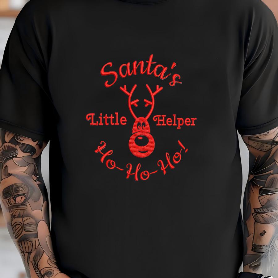 Santa’s Little Helper Y Design, Baby Christmas Y Pattern, Funny Reindeer Machine Y File, Ho Ho Ho Holiday Design T-shirt