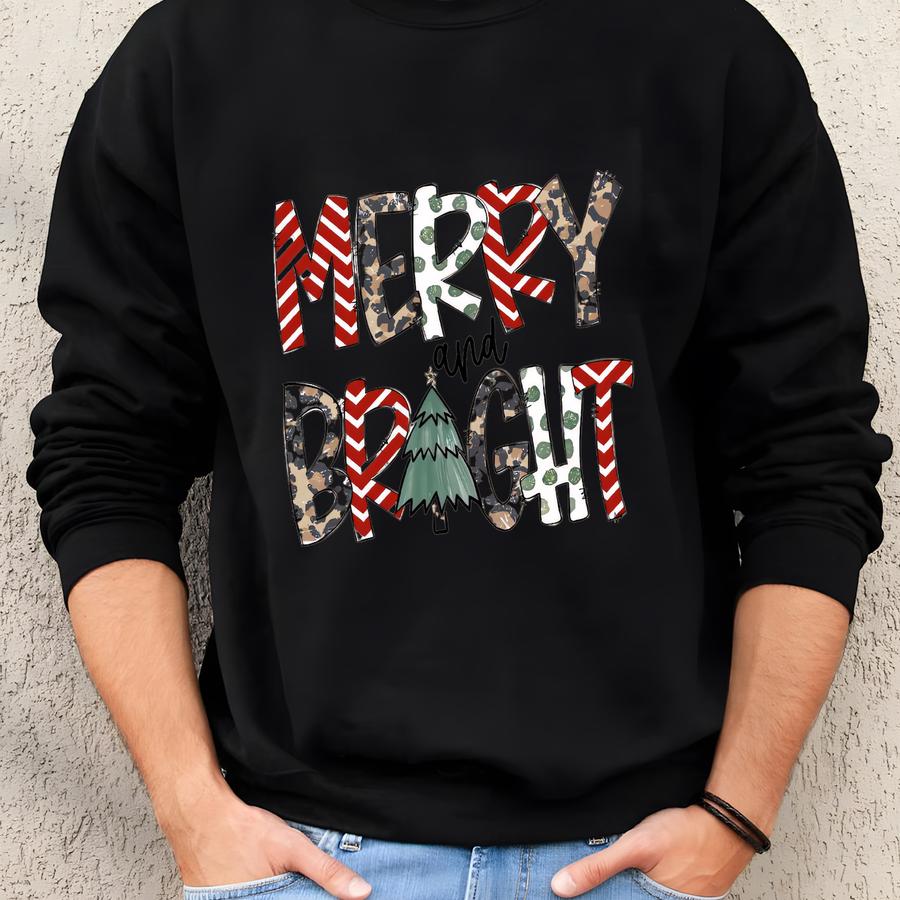 Merry And Bright Shirt, Friends Christmas Sweatshirt, Family Christmas Shirt, Merry Hoodie, Christmas Tree Shirt Sweatshirt