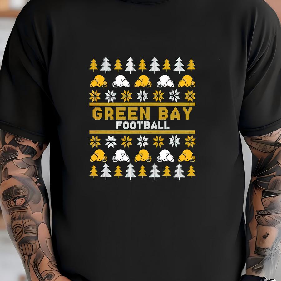 Green Bay Football Ugly Pattern Christmas Sweatshirt, Green Bay Football Team Unisex Hoodie, Football Mom Vintage Shirt, Christmas Gifts T-shirt
