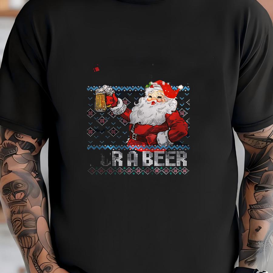 Ugly Christmas Drinking Santa Sweater, Vintage Ugly Sweatshirt, Fun Holiday Santa Jumper, Ugliest Xmas Sweater, Christmas Gift, Santa Claus T-shirt