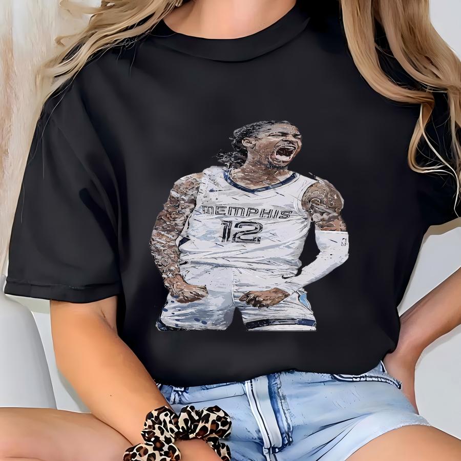 Ja Morant Framed Canvas Print Memphis Grizzlies Poster Basketball Artwork Wall Art Print Home Decor Gift M36 Christmas Gift T-shirt