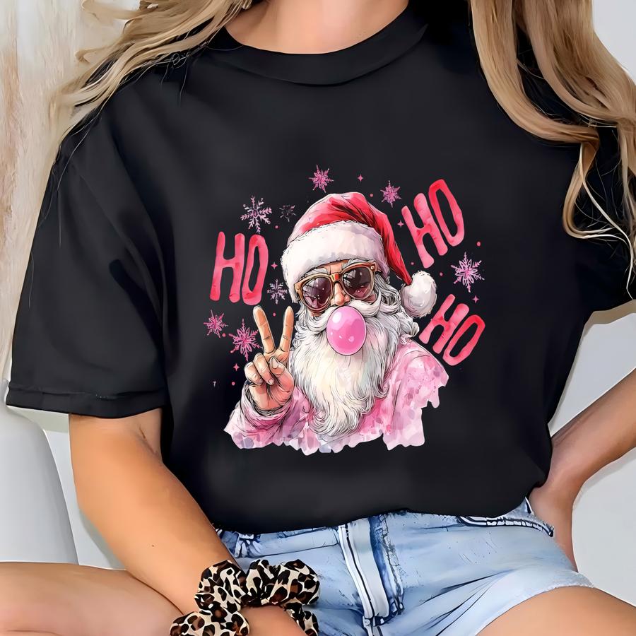 Christmas Santa Shirt, Christmas Pink Santa Sweatshirt, Xmas Season Shirts, Christmas Party Shirt, Pink Santa Shirts, Xmas Pajamas Shirts T-shirt