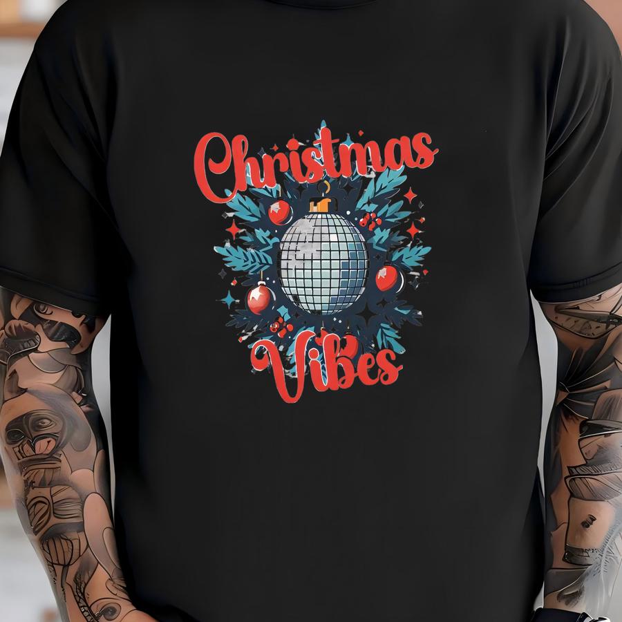 Disco Christmas Vibes Sweater, Retro Christmas Sweatshirt, Holiday Sweater, Cute Christmas Sweatshirt, Christmas Gift, Winter Shirt T-shirt