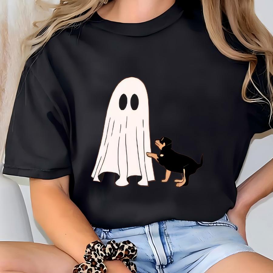 Ghost Dog Halloween Tee, Spooky Vibes Shirt T-shirt