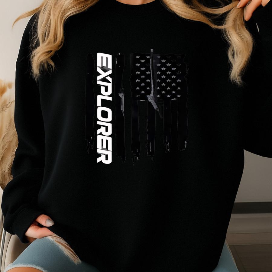 Explorer American Flag Pullover Hoodie Sweatshirt