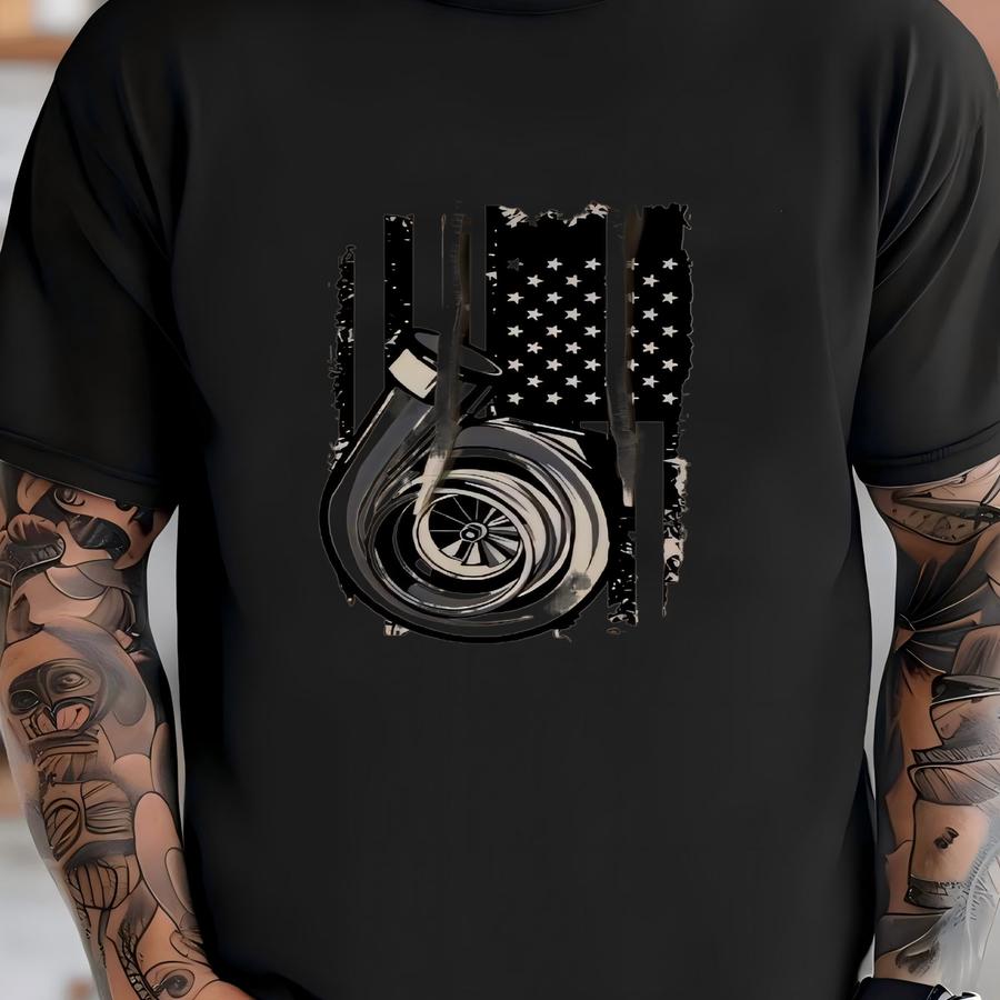 Turbo Boosted American Flag Pullover Hoodie T-shirt