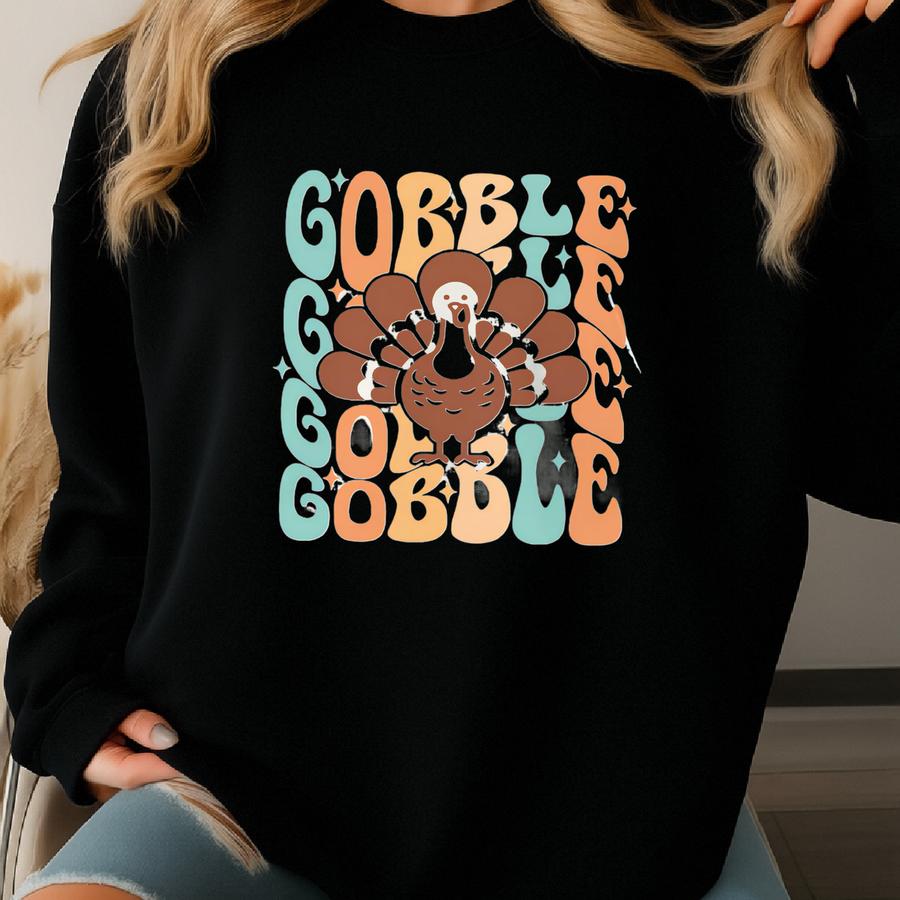 Gobble Gobble Tank Top Funny Thanksgiving Racerback Cute Retro Turkey Holiday Tee Cozy Fall Season Aesthetic Clothing Gift For Her Sweatshirt