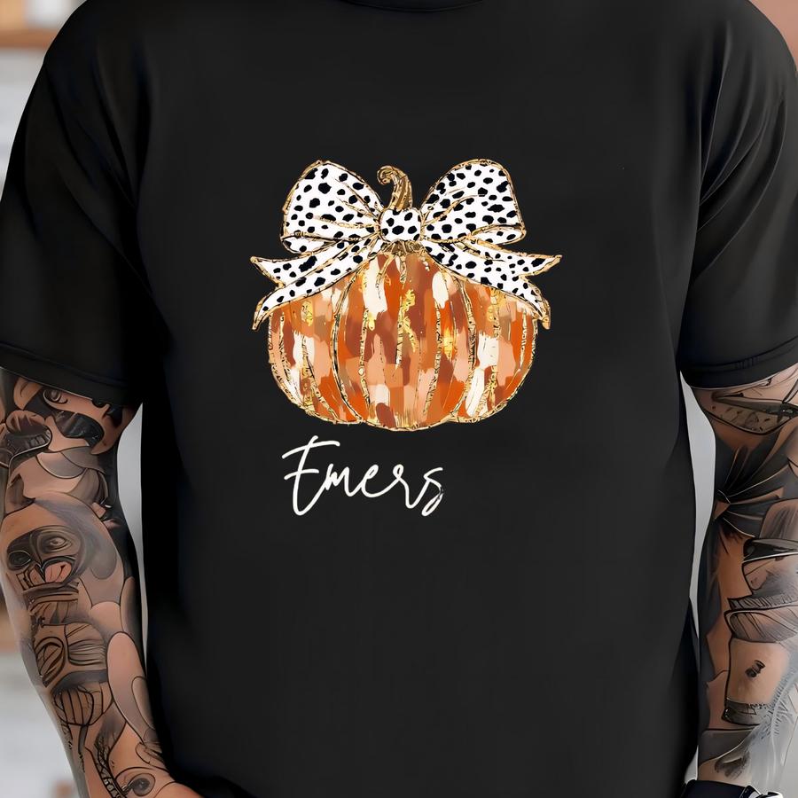 Coquette Pumpkin Tee | Fall Shirt | Faux Glitter Pumpkin Tee | Girly Fall Graphic Tee T-shirt