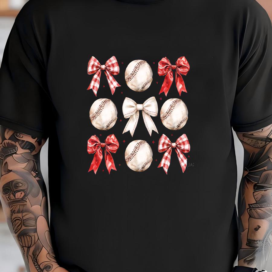 Coquette Baseball Sweatshirt, Stylish Casual Wear In Comfort Color Or Gildan, Gift For Bows And Baseball-loving Girls T-shirt