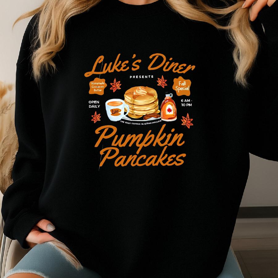 Lukes Dinner Pumpkin Pancakes 2 Sides Shirt ,autumn Festival Sweater, Stars Hollow Hoodie, Stars Hollow Coffee Sweater, Festival Sweatshirt Sweatshirt