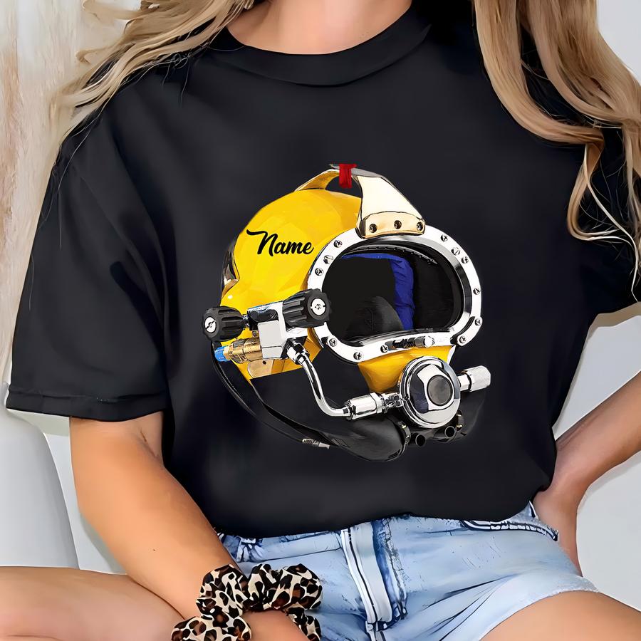 Personalized Scuba Diver Christmas Ornament, Custom Deep Sea Diving Helmet Decor, Acrylic Underwater Ocean Themed Ornament For Divers Gift T-shirt